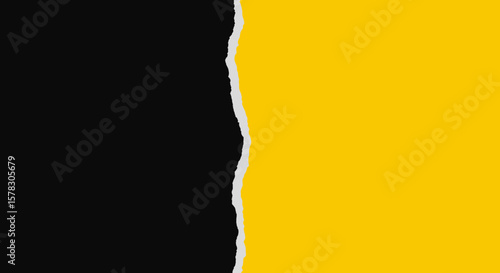 Ripped paper background with yellow and black, revealing a dramatic split
