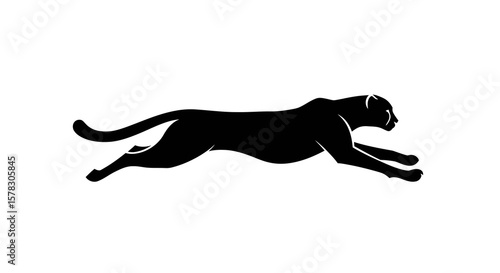 Silhouette of a Running Cheetah in Profile View
