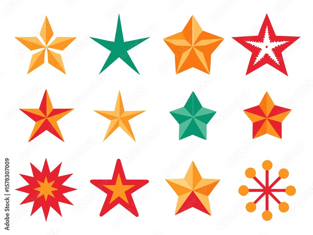 Photo of collection of colorful christmas star shapes Photo of collection of colorful christmas star shapes