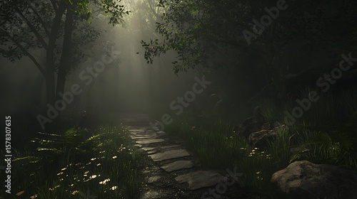 Fototapeta Naklejka Na Ścianę i Meble -  Misty forest path