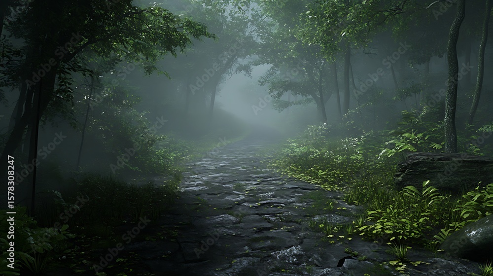 Obraz premium Misty forest path