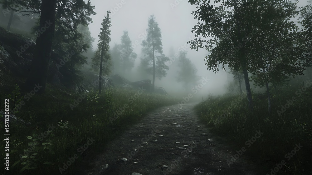 Obraz premium Misty forest path