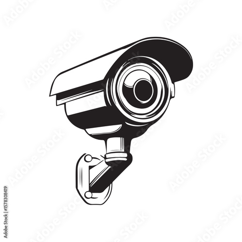 A CCTV camera vector illustration with a modern and clear design, depicting an effective security surveillance system. Suitable for security, monitoring, technology, and surveillance themes.