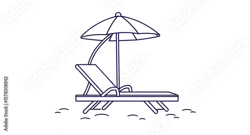 beach chair, beach umbrella, summer vacation, tropical holiday, sun lounger, seaside relaxation, umbrella and chair, coastal leisure, oceanfront view, sunbathing chair, deck chair, beachside setup, tr