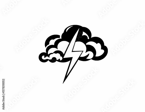 Thunderstorms clouds black and white vector illustration 