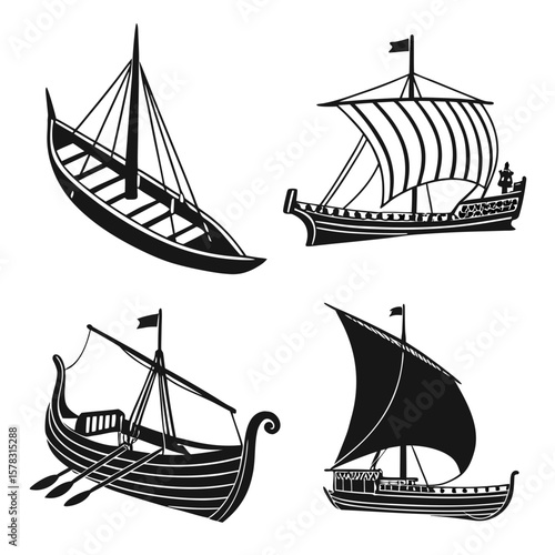Ancient sailing ships and rowing boats ancient ships