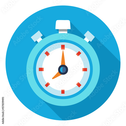 Blue Stopwatch Illustration Timer Vector Graphic Flat Design