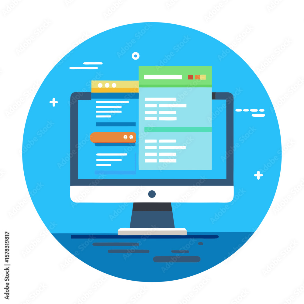 Computer Monitor Layouts Flat Design Vector Illustration Computer Monitor Layouts Flat Design Vector Illustration