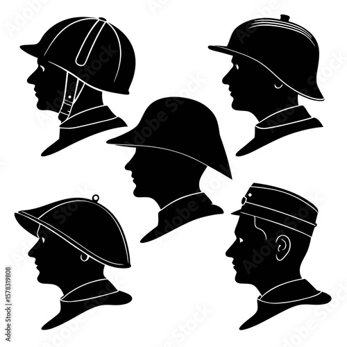 Diverse headwear silhouettes historical military styles