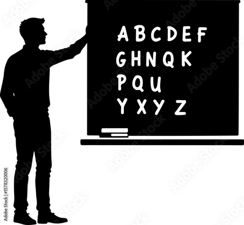 man with a blackboard, teacher, business, school, board, businessman, blackboard, vector, woman, cartoon, education, chalkboard, people, silhouette, illustration, classroom, person, concept, computer,