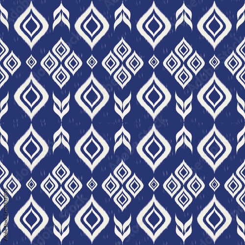 Blue and white ikat pattern texture backgrounds