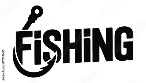 Fishing Hook Typography Vector