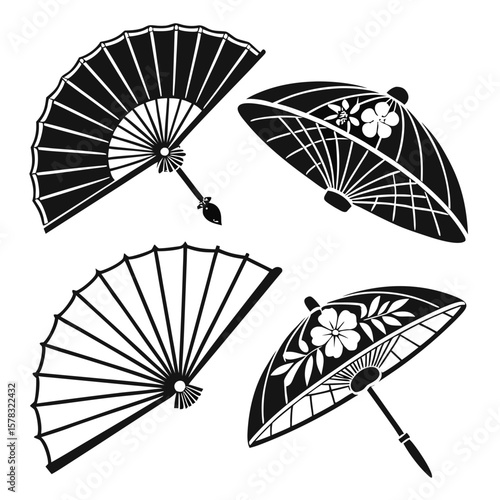 Japanese fans and floral umbrellas folding fan parasol