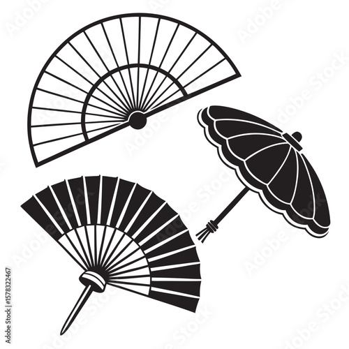 Japanese fans and umbrella folding umbrella traditional
