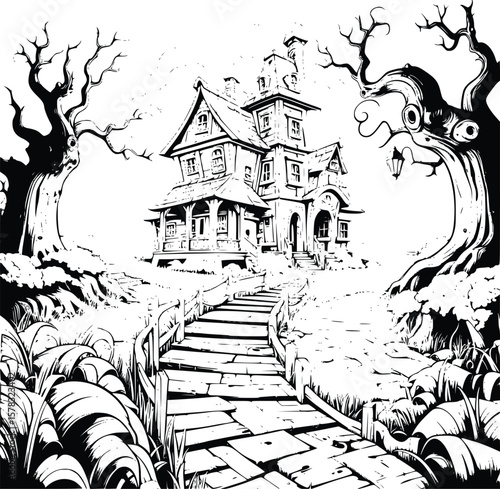  haunted house coloring pages drawing for kids