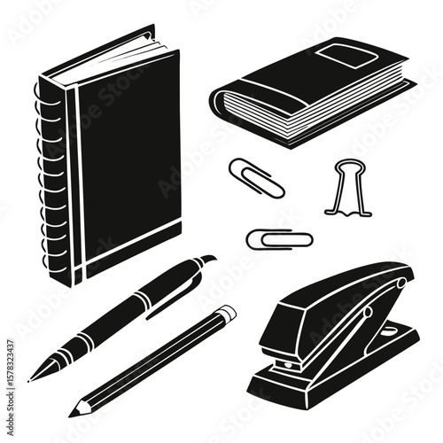 Office supplies collection notebook book