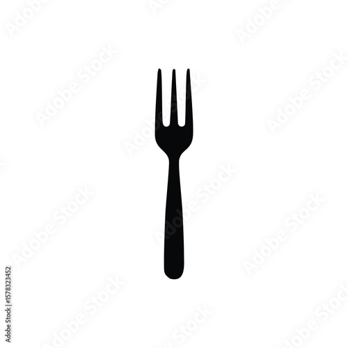 Black fork with three tines utensil cutlery