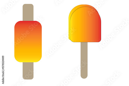 Flat gradient orange and yellow ice popsicle vector illustration perfect for summer treats, dessert concepts, food icons, and minimal sweet designs

