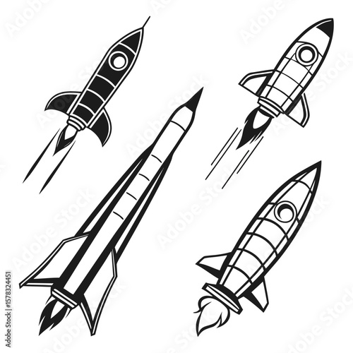 Retro rockets in flight spaceship space