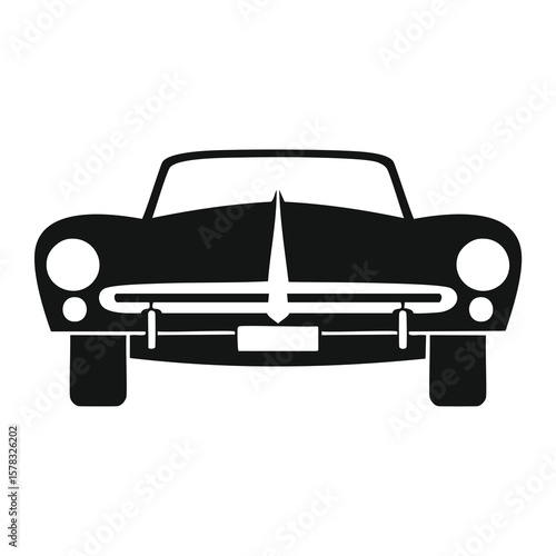 Classic black automobile front view silhouette vintage