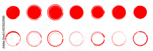 Red Circle Stamps Grunge Texture, Brush Strokes, Design Elements