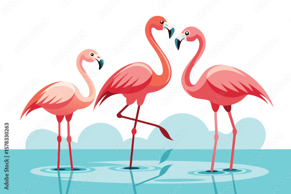Fototapeta premium Flamingos standing in shallow water