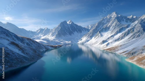 Wallpaper Mural Majestic Snow-Capped Mountains Reflecting in Pristine Blue Lake Under Clear Sky Torontodigital.ca