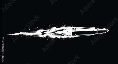 Artistic representation of a fast-moving bullet with motion blur against a black background