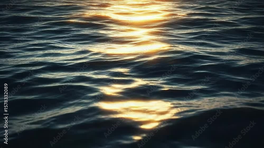 Golden sunset reflecting on calm ocean waves Golden sunset reflecting on calm ocean waves