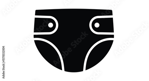 Iconic black diaper illustration suitable for baby care product and related services