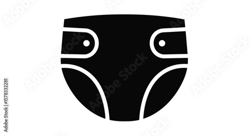 Simple black and white graphic illustration of a diaper or absorbent undergarment