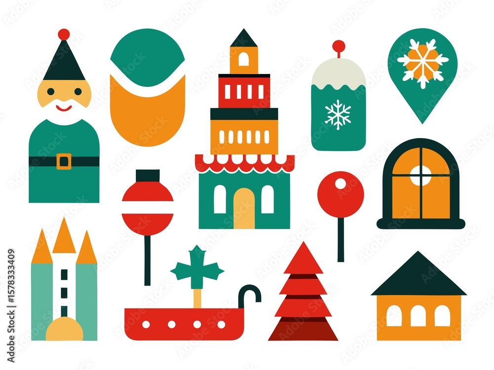 Naklejka premium Photo of christmas icons isolated on white background