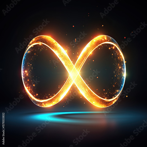 Abstract glowing light trace in infinite symbol