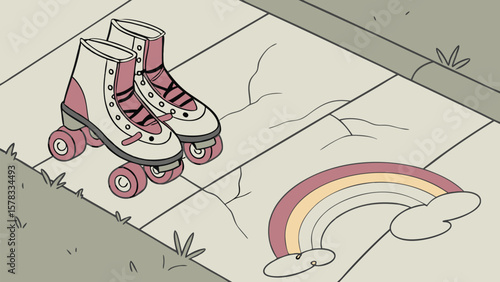 Abstract grunge background with retro elements featuring a stylized athletic shoe design