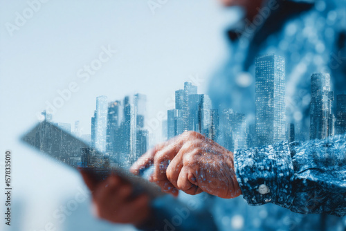 Tablet and City Overlay