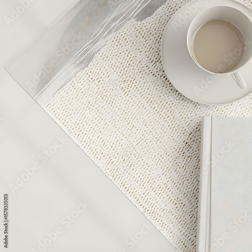 Neutral tones coffee and book morning