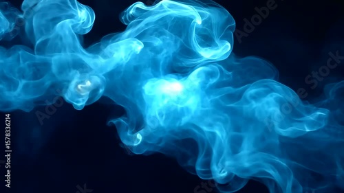 Captivating blue smoke animation with dynamic swirls against a dark background