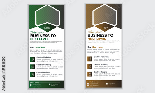Simple modern corporate business roll up banner, rack card, dl flyer template layout design for print