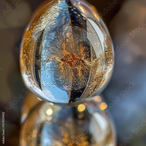 macro photography of christmas bauble reflections .