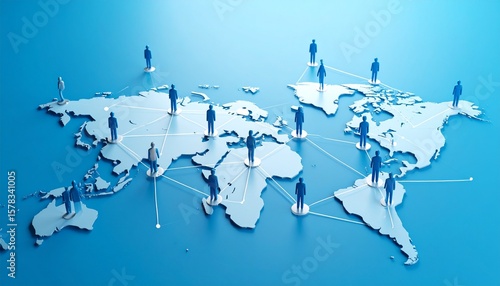 Business connection map with people icons naturally connected by lines