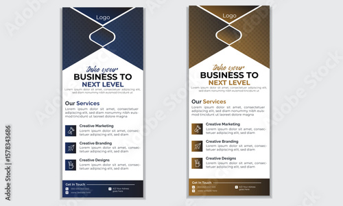 Corporate simple modern business roll up banner, rack card, dl flyer template layout design for print