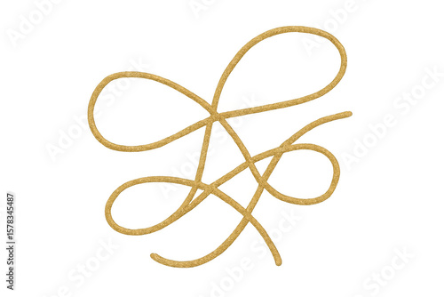 Golden rope forming elegant swirls, perfect for adding a touch of luxury to designs, with transparent background for easy integration