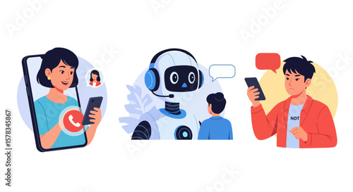 AI Communication Vectors Chatbot Phone Call Text Message