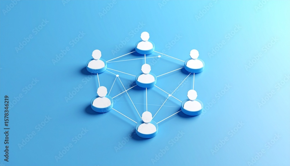 Obraz premium Generated imageCommunity structure diagram with smoothly connected people silhouette 3D icons 