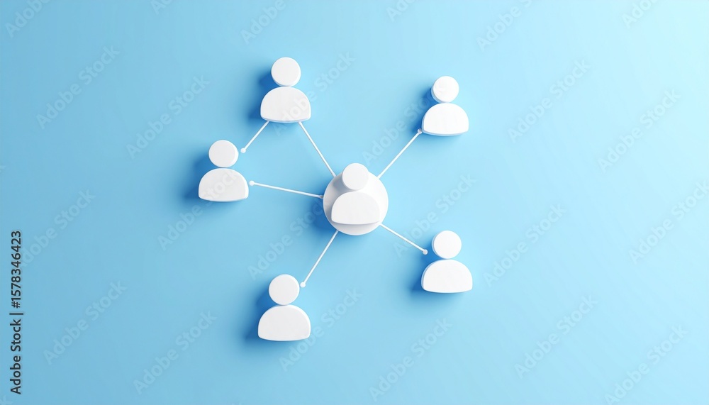 Obraz premium Generated imageCommunity structure diagram with smoothly connected people silhouette 3D icons 