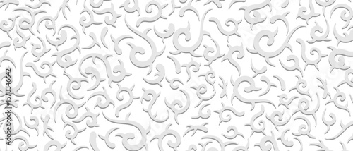 white  pattern of white curls on a white background. Vector illustration