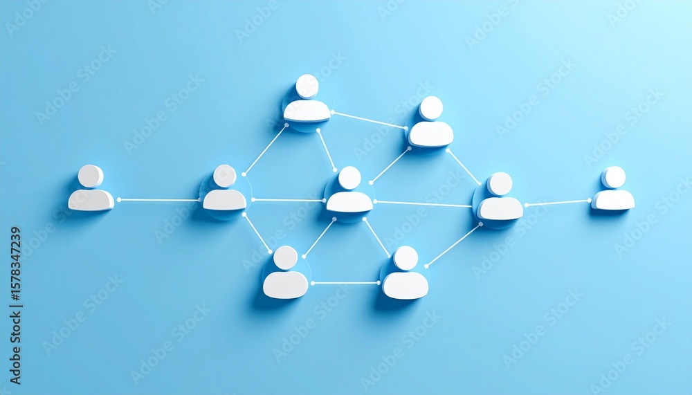Obraz premium Community structure diagram with smoothly connected people silhouette 3D icons 