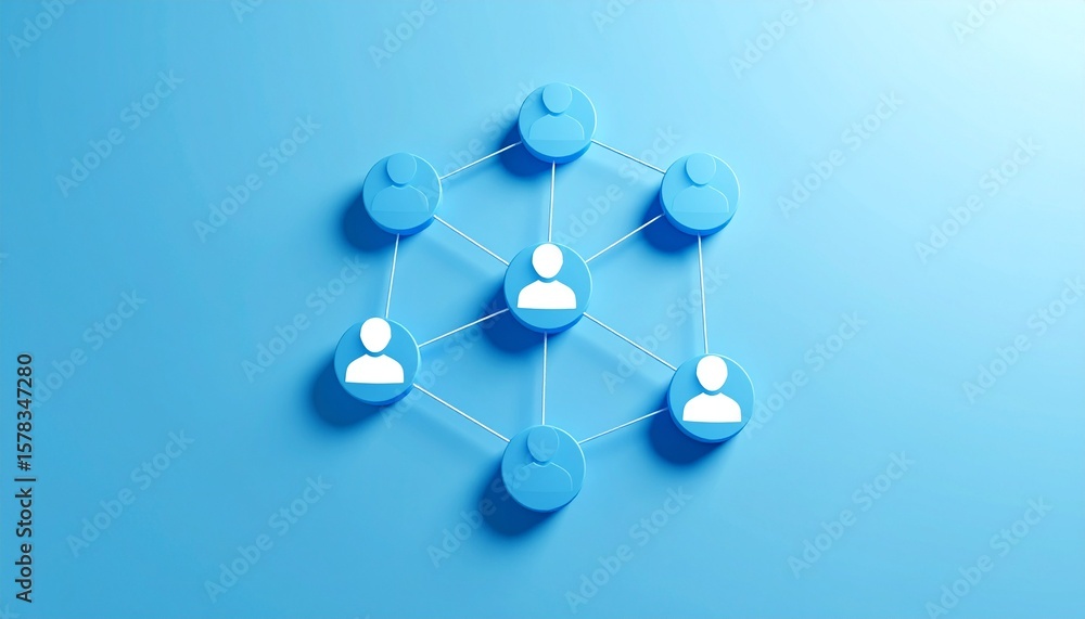 Obraz premium Community structure diagram with smoothly connected people silhouette 3D icons 