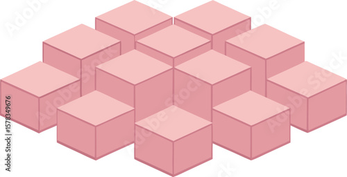 Vector art of a group of pink geometric cubes arranged in a stepped pattern.