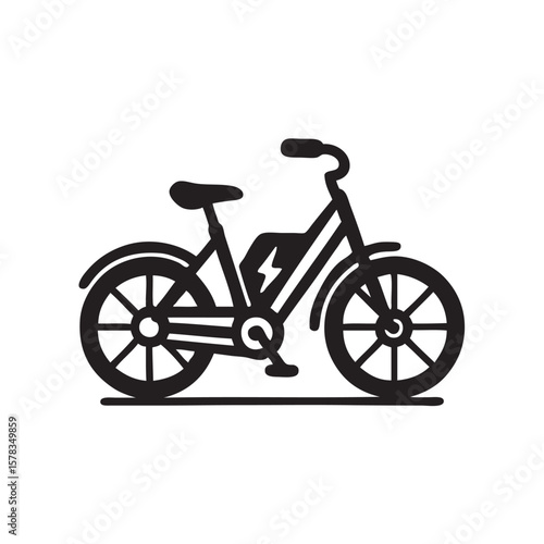 Electric by cycle icon, simple electric vehicle